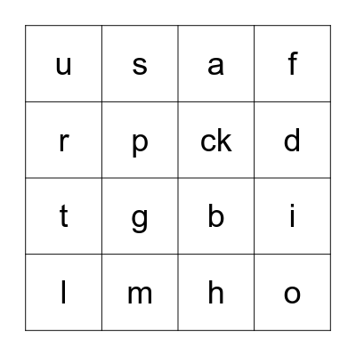 Jolly Phonics Review Bingo Card