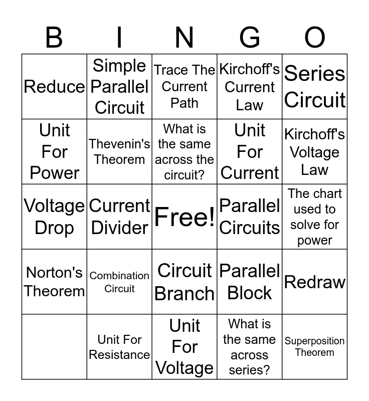 Unit 8 + 9 Bingo Card