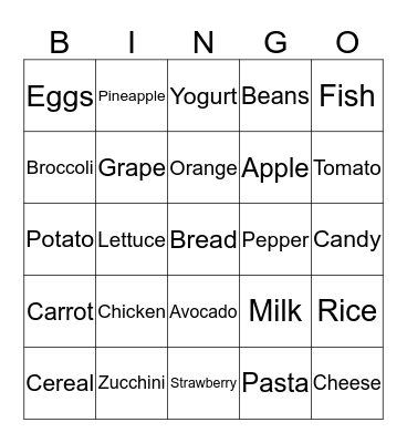 Healthy Living Bingo Card