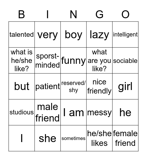 U1B Mis Amigos y yo Bingo Card