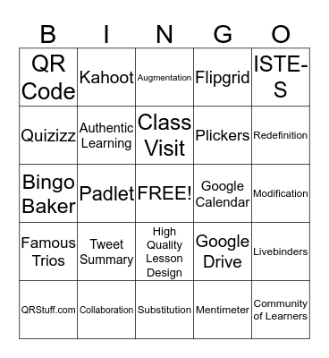 Y1 Technology Bingo Card