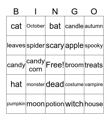 Halloween Bingo Card