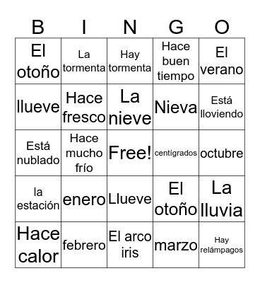 El tiempo y Las Estaciones Bingo Card