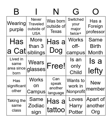 Get to know your HDFSA members Bingo Card
