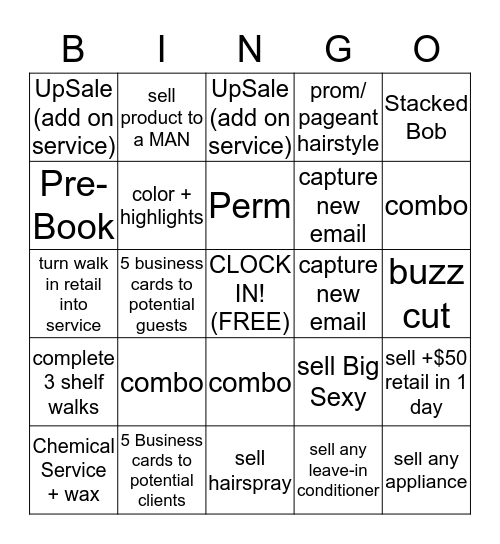 Salon Bingo Card