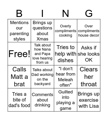Lee Bingo Card