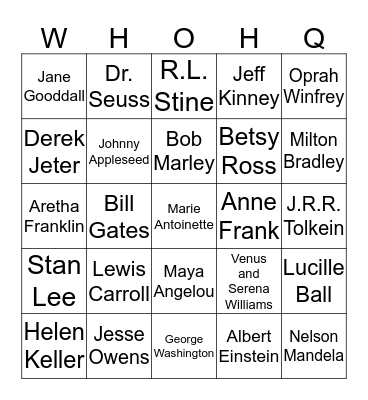 Who Is/Who Was Bingo Card