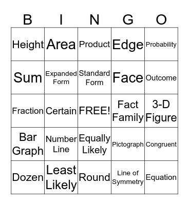 Vocabulary Bingo Card