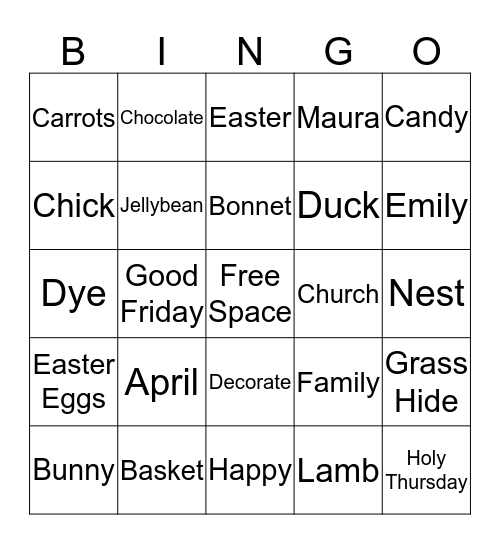 Easter Bingo Card