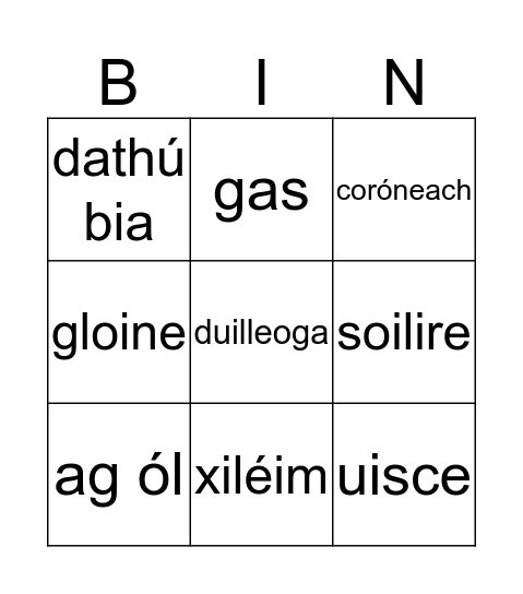 Biongó Bingo Card