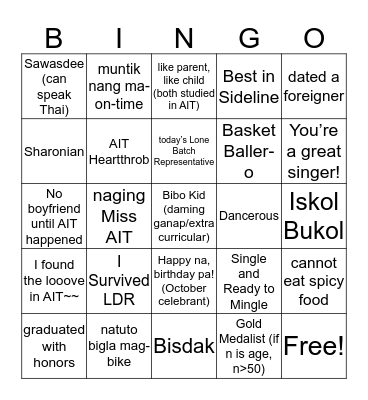 Get to know the Alumni! Bingo Card