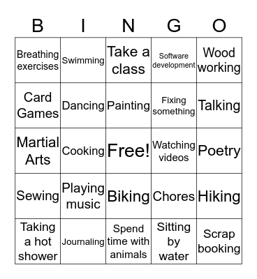 Flow and non-Flow Activities Bingo Card