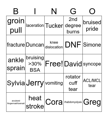 Spartan Bingo Card