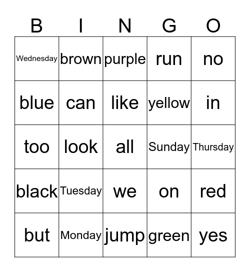 Jackson Bingo Card