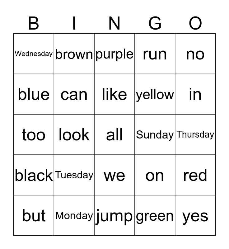 Jackson Bingo Card