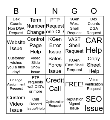 Solution Center BINGO Card