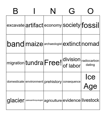 People of the Stone Age Bingo Card