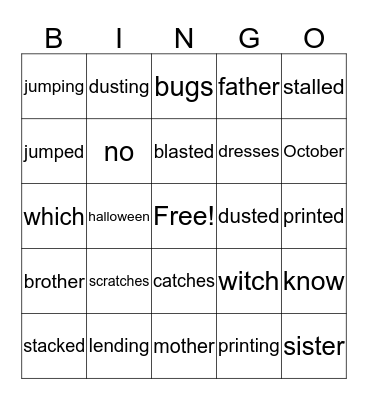 Fundations Level 3 Unit 2 Suffixes -es -s -ed -ing Bingo Card