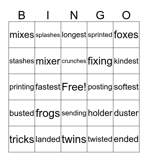 Phonics Bingo  Bingo Card