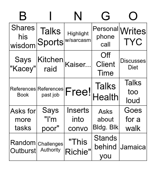 Richie Bingo Card