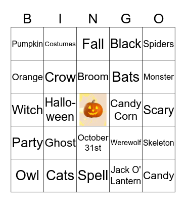 Halloween Bingo! Bingo Card