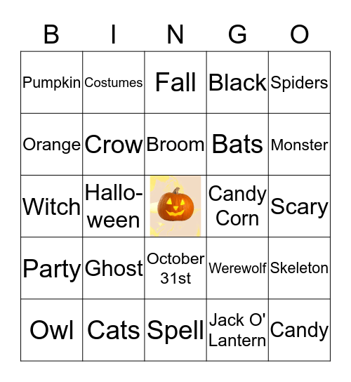 Halloween Bingo! Bingo Card