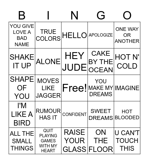 MUSICAL BINGO Card