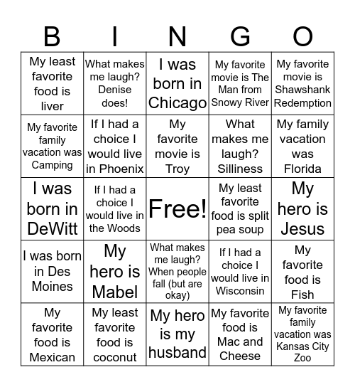 Get to Know Your RTs! Bingo Card