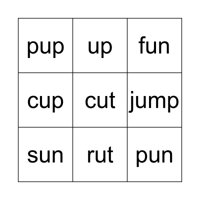 Short U Bingo! Bingo Card