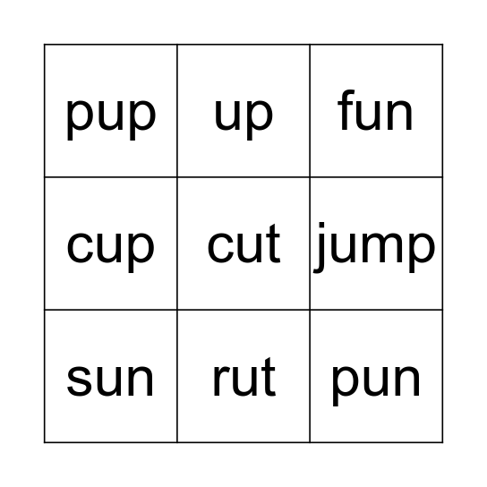 Short U Bingo! Bingo Card