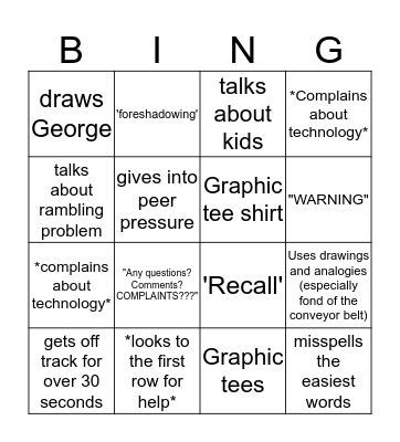 We Promise We Love You Bingo Card