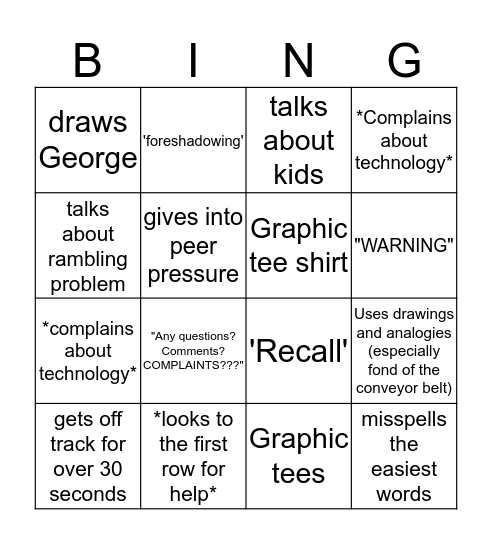 We Promise We Love You Bingo Card