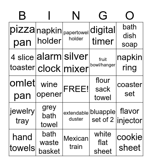 Rebekah and Nick Bingo Card