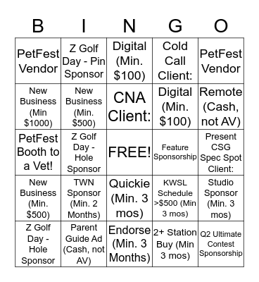 SALES FORCE BINGO! Bingo Card