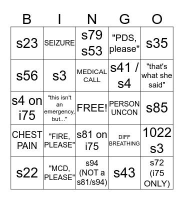 dispatcher bingo Card