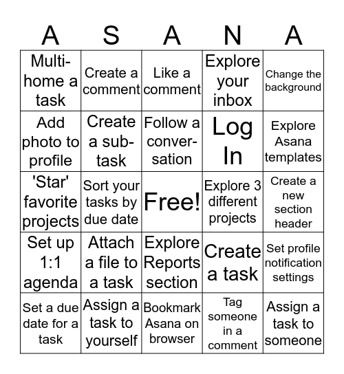 Asana Bingo Card
