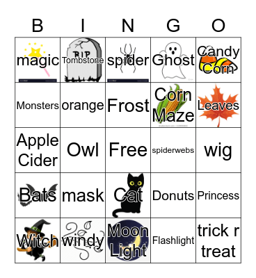 Happy Fall Break Bingo Card