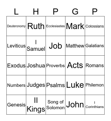 BIBLE BINGO Card