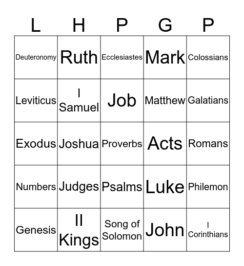 BIBLE BINGO Card