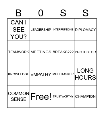 BOSSES BINGO Card