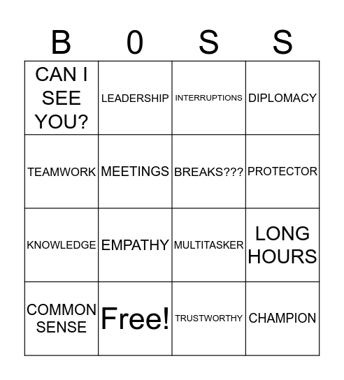 BOSSES BINGO Card