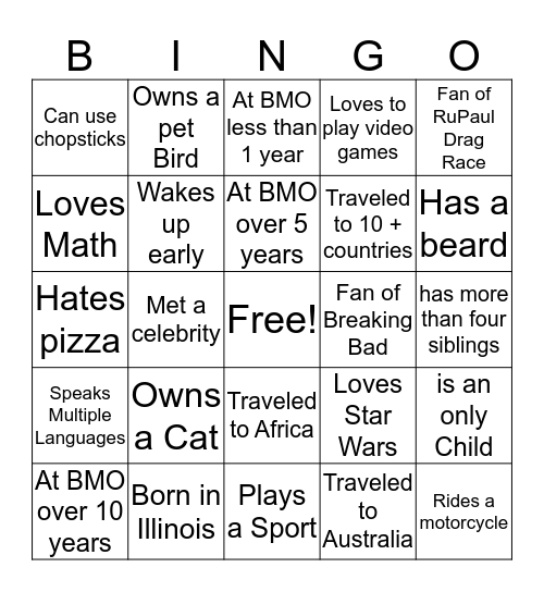 Pride US - Find someone who ____ Bingo Card