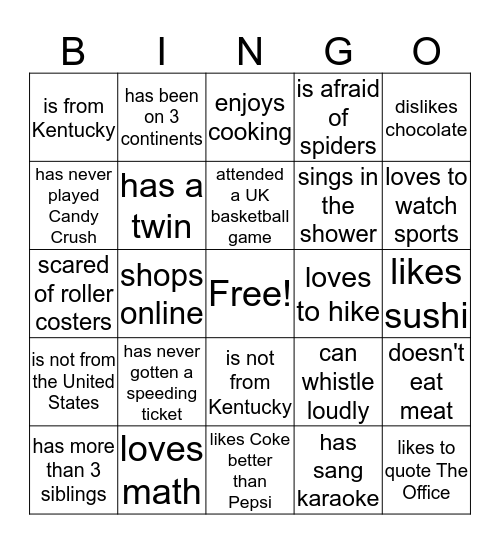 FIND SOMEONE WHO... Bingo Card