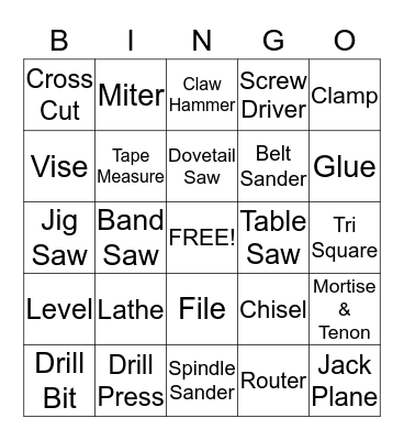 Woodwork Bingo Card