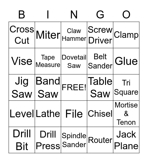 Woodwork Bingo Card