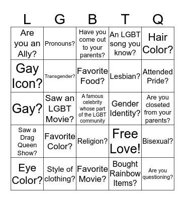 GSA Bingo Card
