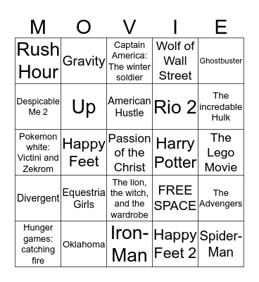 Movie Bingo Card