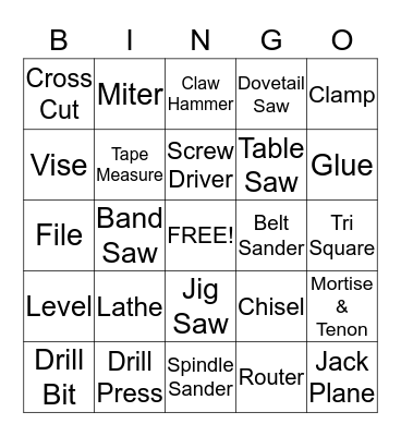 Woodwork Bingo Card