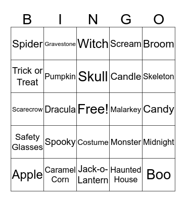 Halloween Bingo  Bingo Card