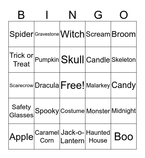 Halloween Bingo  Bingo Card